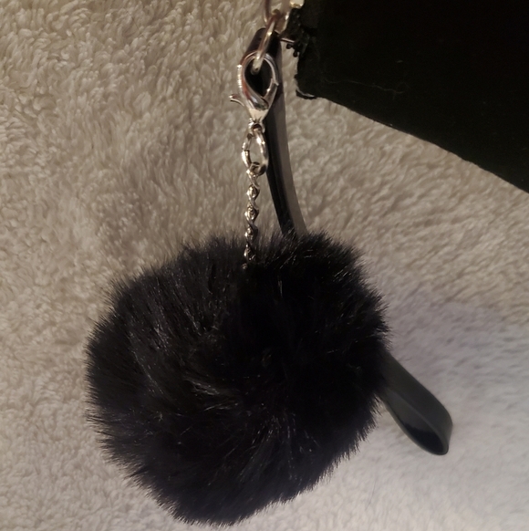 New Lancome Black Makeup Cosmetic Bag with Silver Zipper and Pom-Pom Tassel - Picture 4 of 6